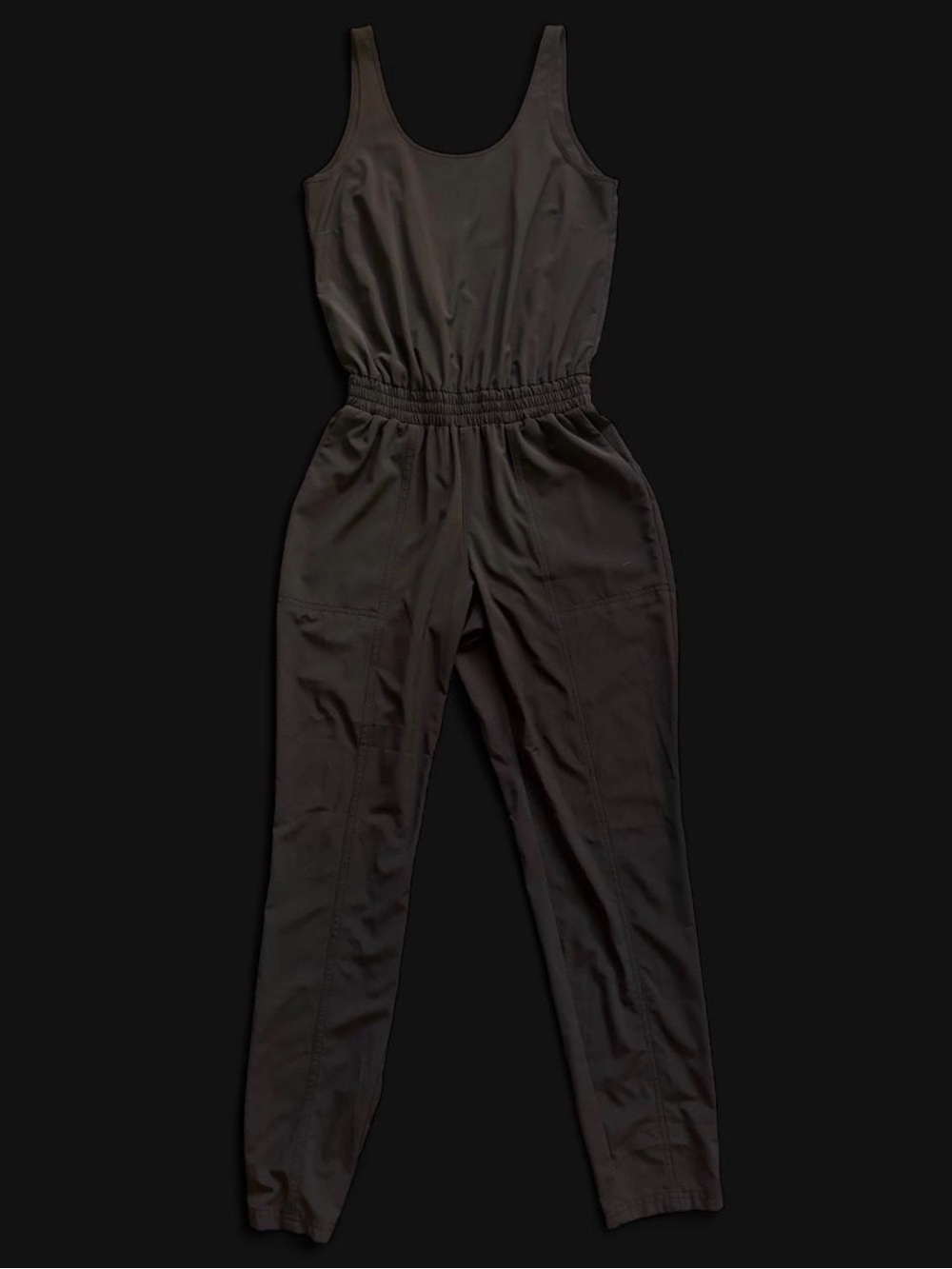 Athleta Black Sleeveless Elastic-Waist Jumpsuit
